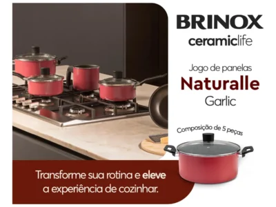 Jogo de Panelas Brinox Ceramic Life 5 Peças