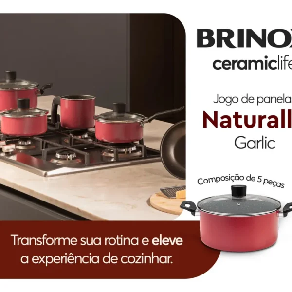 Jogo de Panelas Brinox Ceramic Life 5 Peças