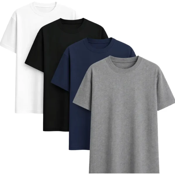 Kit 4 Camisetas Básicas Masculinas 100% Algodão – Alta Qualidade