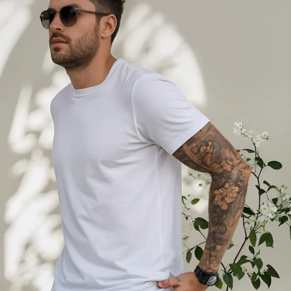 Camisa Básica Masculina Algodão Slim Fit Blusa Premium Lisa