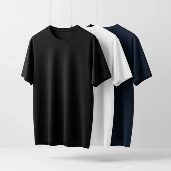 Kit 3 Camisetas Camisa Masculina Básica Slim Lisa Algodão