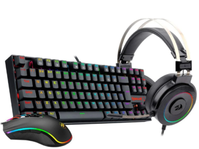 Kit Gamer Redragon RGB, com Headset Lamia 2, Drivers 40mm + Teclado Kumara, Switch Outemu Brown, ABNT2 + Mouse Cobra 12400 DPI, Preto – S125