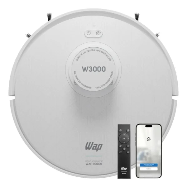 Aspirador Robô WAP W3000 com Sensor Anticolisão e Mapeamento LSD e SLAM Bivolt