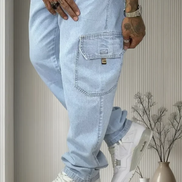 Calça Cargo Masculina Sarja Bolsos Laterais